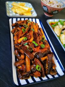Yu Xiang Eggplant, aubergine, mushroom, vegetarian, chinese food, sichuan, spicy